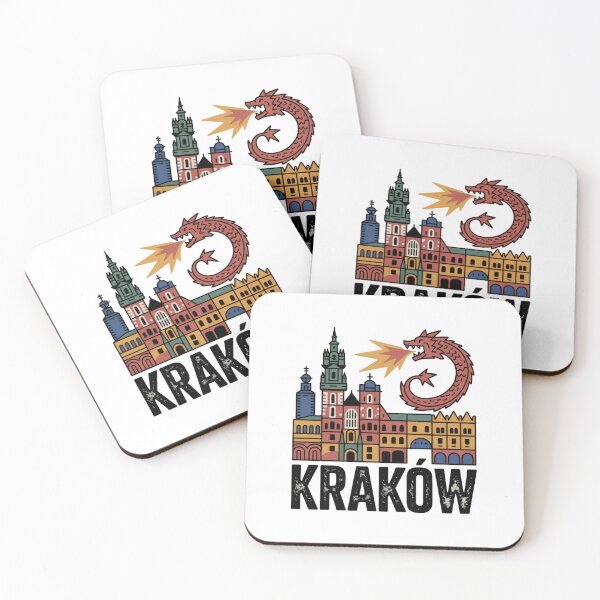 Item preview, Krakow Poland Illustration – Wawel Dragon and Old Town Landmarks in Retro Style designed and sold by Okada's t-shirts & accessories.