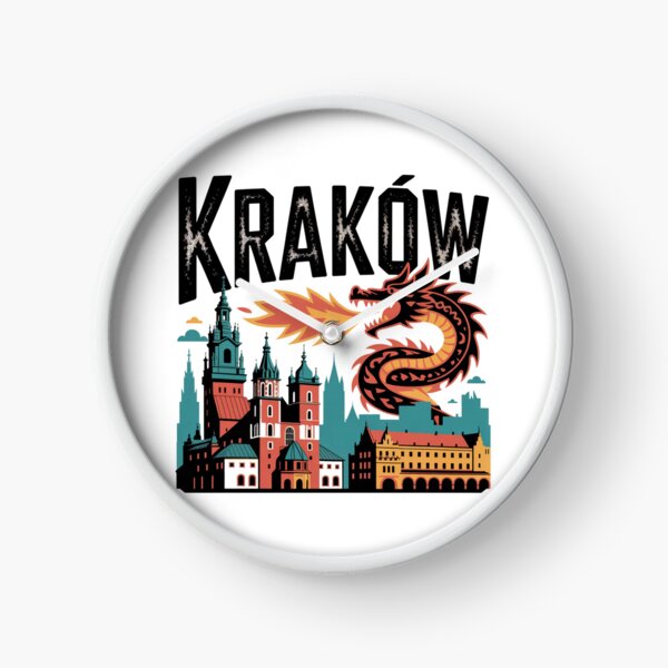 Item preview, Krakow Retro Poster Style – Wawel Dragon and Historic City Skyline designed and sold by Okada's t-shirts & accessories.