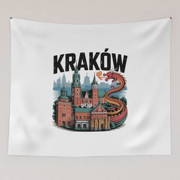 Item preview, Krakow Cityscape – Wawel Dragon with Historic Architecture Illustration designed and sold by Okada's t-shirts & accessories.