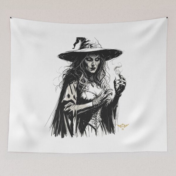 Item preview, Dark Halloween Witch in Black and White designed and sold by DM.