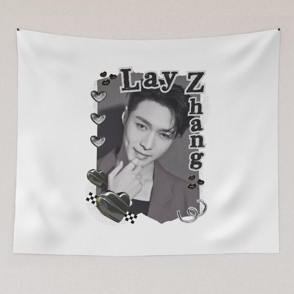 Item preview, Lay Zhang from EXO Kpop Solo Artist Black and White Collage Digital Art Portrait designed and sold by AJUNICE STUDIO.