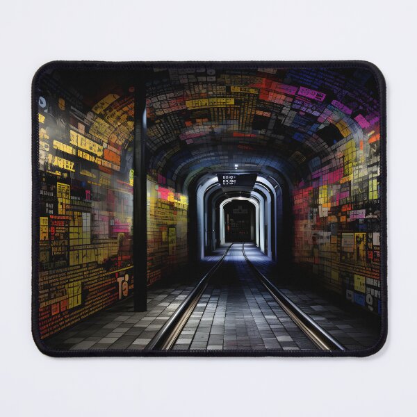 Item preview, Secrets of the Underground Unveiled in a Chiaroscuro Collage- A Kaleidoscope of Colors Dance Together in a Sophisticated Ballet of Typography- Imaginary Generative AI designed and sold by OlfactoART Studio.