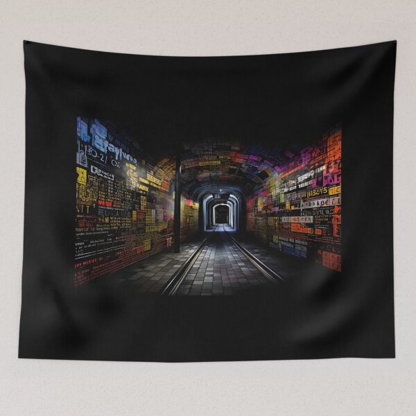 Item preview, Secrets of the Underground Unveiled in a Chiaroscuro Collage- A Kaleidoscope of Colors Dance Together in a Sophisticated Ballet of Typography- Imaginary Generative AI designed and sold by OlfactoART Studio.