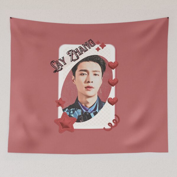 Item preview, Lay Zhang from EXO Korean Solo Artist Card Red Aesthetic Collage Design designed and sold by AJUNICE STUDIO.