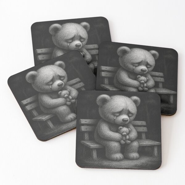 Item preview, Alone but Loved- Sad Bear on a Park Bench designed and sold by ReyDeLaCalle.