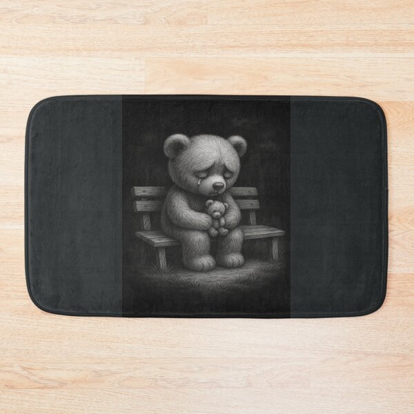 Item preview, Alone but Loved- Sad Bear on a Park Bench designed and sold by ReyDeLaCalle.
