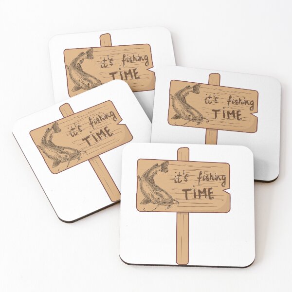 Item preview, It’s Fishing Time Sticker – Catfish & Wooden Sign Design designed and sold by jane-sol.