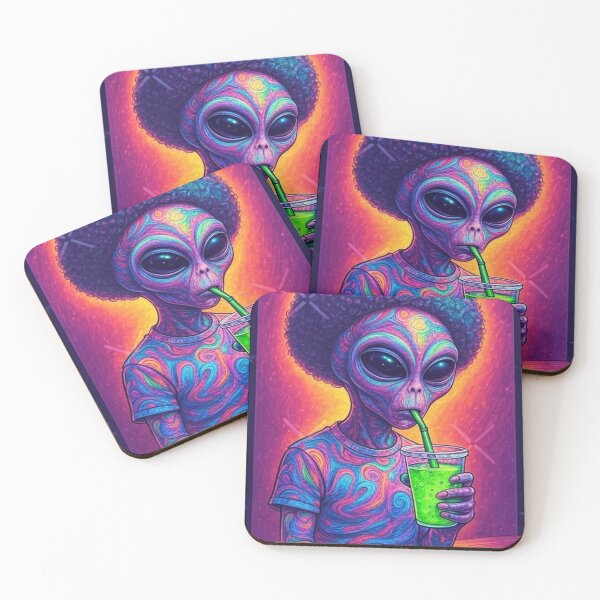 Item preview, Afro Alien Pop Art – Neon Cosmic Sketch with Boba Drink, Cultural Pride Sci-Fi Vibes designed and sold by ReyDeLaCalle.