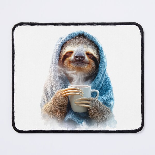 Item preview, Cozy Sloth Wrapped in Blanket with Coffee – Relaxation Vibes designed and sold by VisionaryVeils.