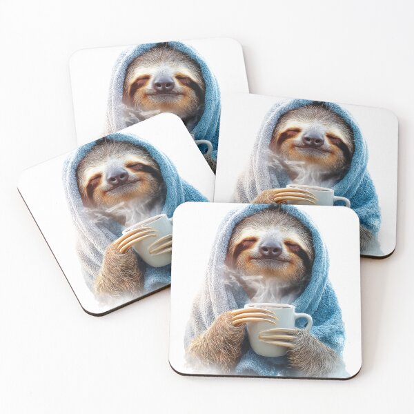 Item preview, Cozy Sloth Wrapped in Blanket with Coffee – Relaxation Vibes designed and sold by VisionaryVeils.