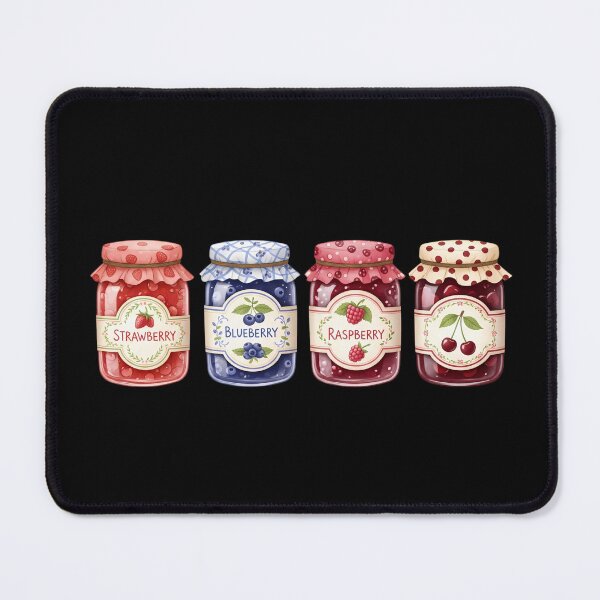 Item preview, Cottagecore Jam Jars – Strawberry, Blueberry, Raspberry, and Cherry Illustration designed and sold by Dino-Lune.