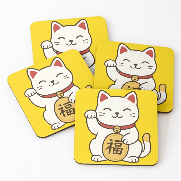 Item preview, Lucky Maneki Neko Cat Illustration | Kawaii Japanese Fortune Cat for Prosperity, Wealth & Good Vibes | Trendy Transparent Design for Redbubble & Future Aesthetic Styles designed and sold by Motifai.