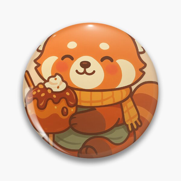 Item preview, Kawaii Red Panda with Caramel Apple – Autumn Comforts designed and sold by LuKreate.