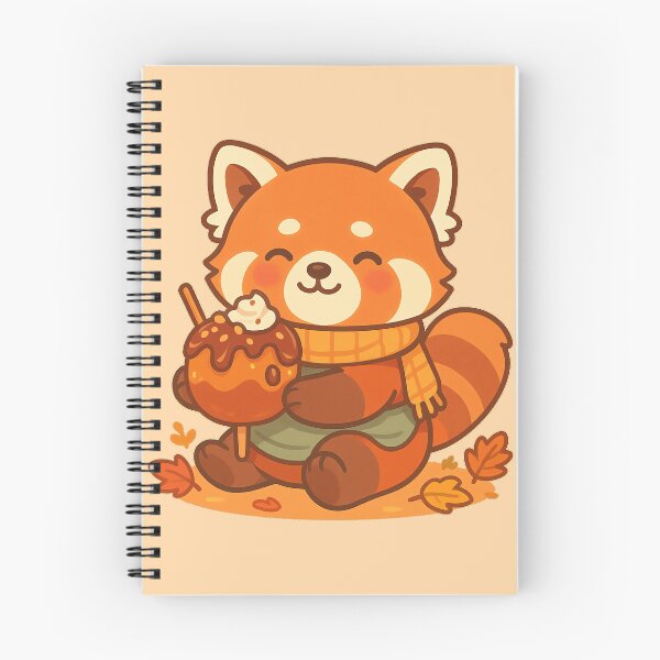 Item preview, Kawaii Red Panda with Caramel Apple – Autumn Comforts designed and sold by LuKreate.