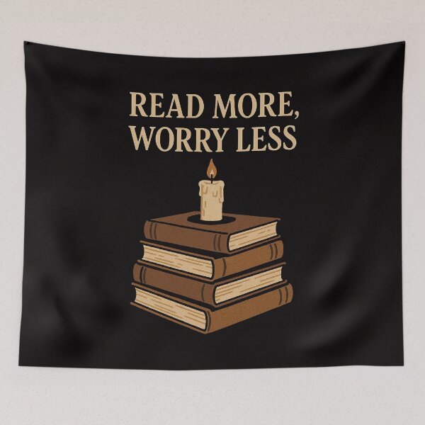Item preview, ? Read More Worry Less – Dark Academia Book Design designed and sold by HoopeStylee.