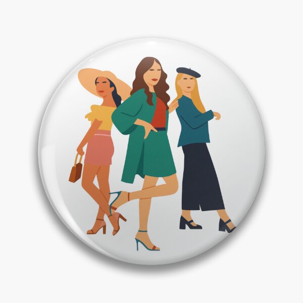 Item preview, Drawing of Emily Cooper, Camille and Mindy from the series Emily in Paris designed and sold by PopCultureAndStuff.