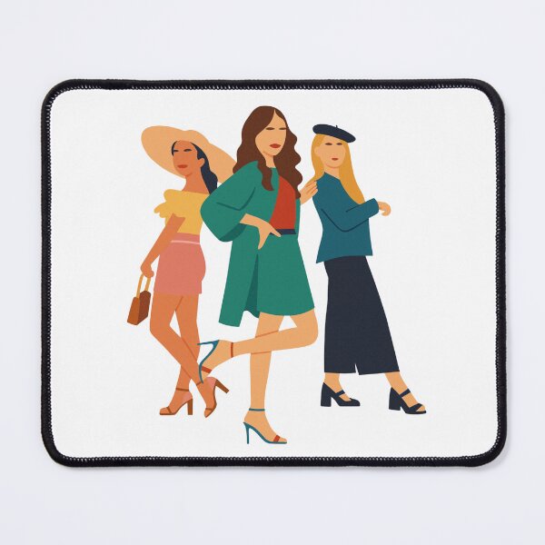 Item preview, Drawing of Emily Cooper, Camille and Mindy from the series Emily in Paris designed and sold by PopCultureAndStuff.