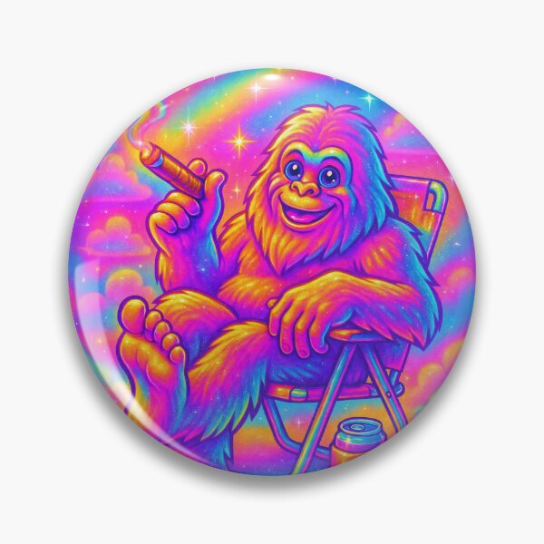Item preview, Chill Bigfoot On Cloud Nine – Neon Rainbow Yeti With Cigar Retro Psychedelic Art designed and sold by Victor Shadehorn.