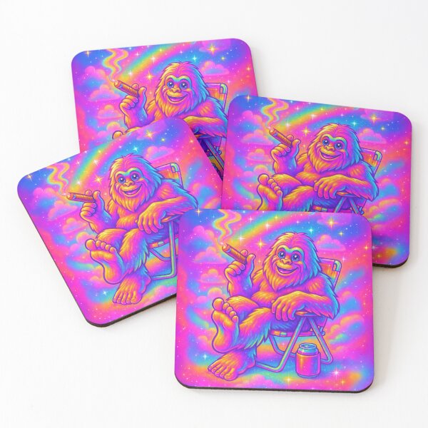 Item preview, Chill Bigfoot On Cloud Nine – Neon Rainbow Yeti With Cigar Retro Psychedelic Art designed and sold by Victor Shadehorn.