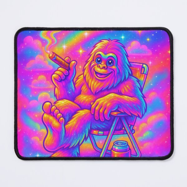 Item preview, Chill Bigfoot On Cloud Nine – Neon Rainbow Yeti With Cigar Retro Psychedelic Art designed and sold by Victor Shadehorn.