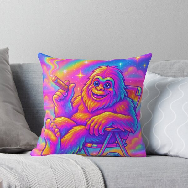 Item preview, Chill Bigfoot On Cloud Nine – Neon Rainbow Yeti With Cigar Retro Psychedelic Art designed and sold by Victor Shadehorn.