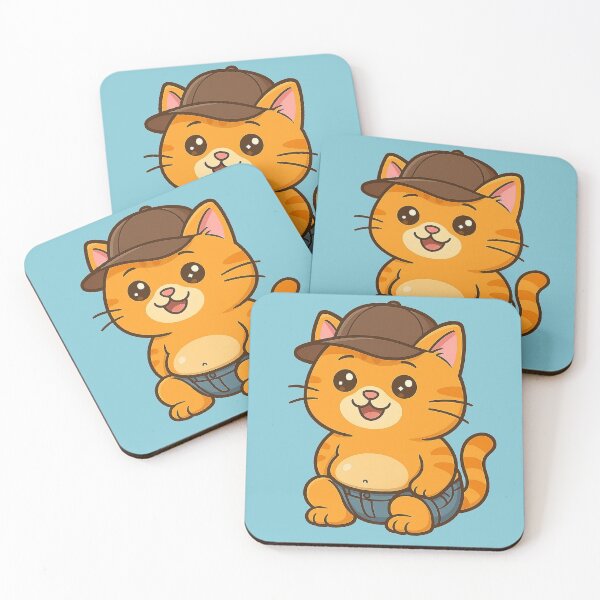 Item preview, Kawaii Chubby Orange Cat in Jeans with Hat designed and sold by E-SarnEdge.