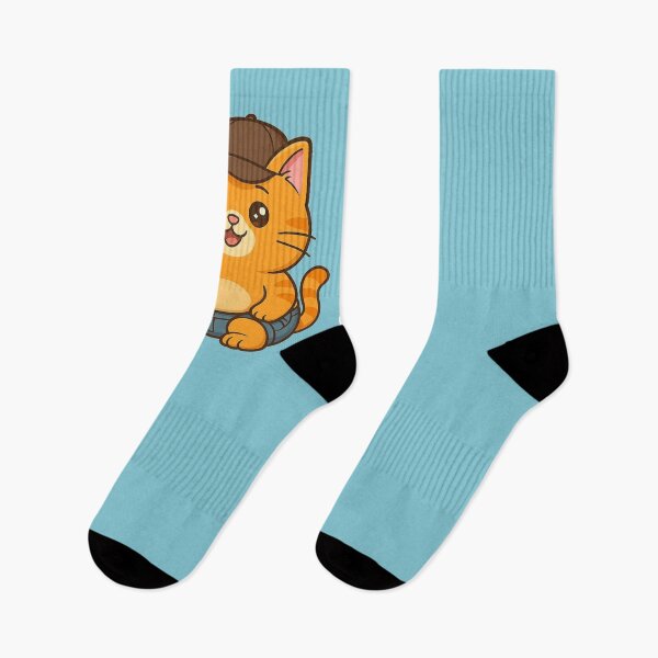 Item preview, Kawaii Chubby Orange Cat in Jeans with Hat designed and sold by E-SarnEdge.