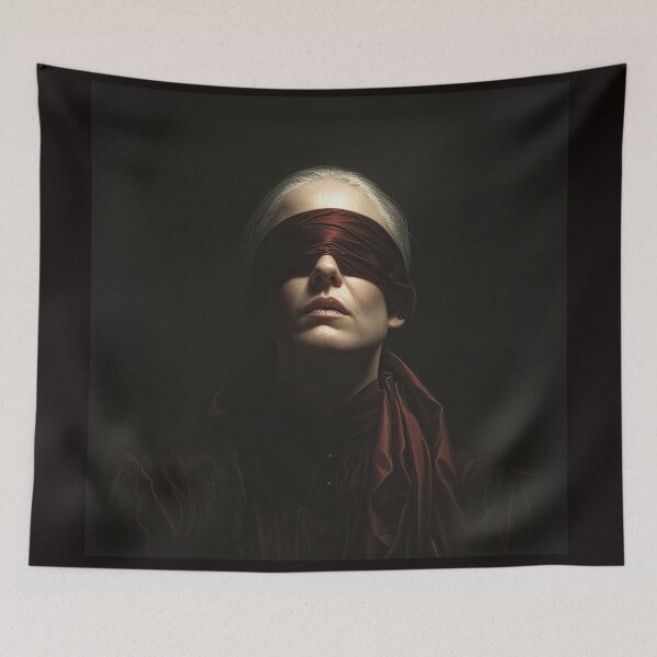 Item preview, Blindfolded Woman in Red Scarf Portrait designed and sold by Shannon Hilson.