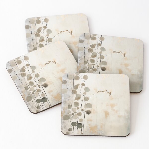Item preview, Japandi and wabi sabi inspired abstract rustic leaves in cold and neutral tones designed and sold by filigreedigital.