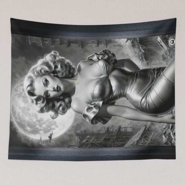 Item preview, Stunning Atomic Age Moonlit Portrait Of The Resilient Asteria Mesmerizing AI Concept Art by Xzendor7 designed and sold by Xzendor7 Digital Art Creations.