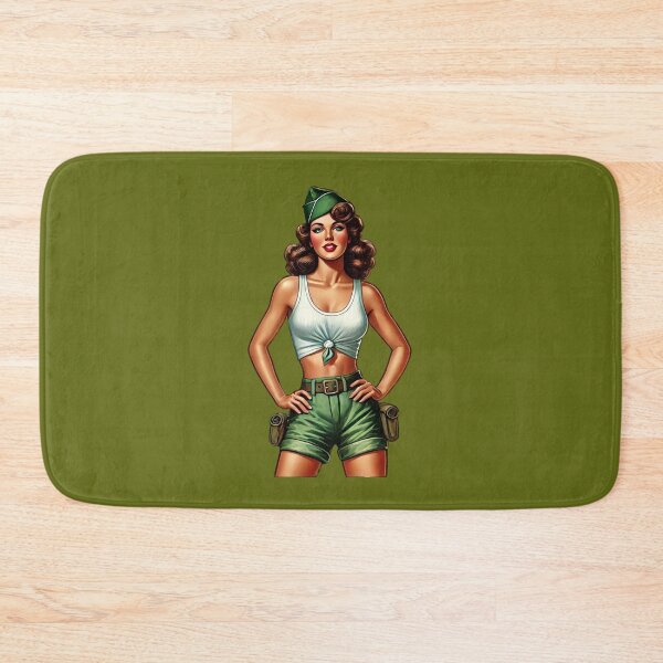 Item preview, Retro Army Pin-Up Girl Digital Print designed and sold by PinUpPizzazz.