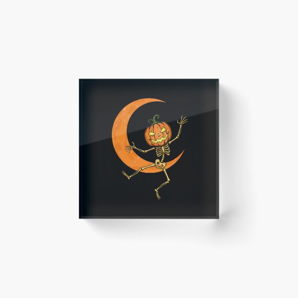 Item preview, Pumpkin Skeleton Dancing Under the Halloween Moon designed and sold by TheSkullRoom.