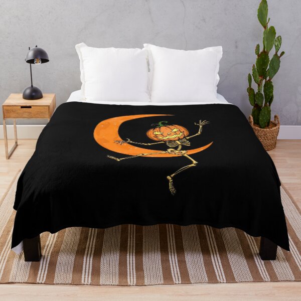 Item preview, Pumpkin Skeleton Dancing Under the Halloween Moon designed and sold by TheSkullRoom.