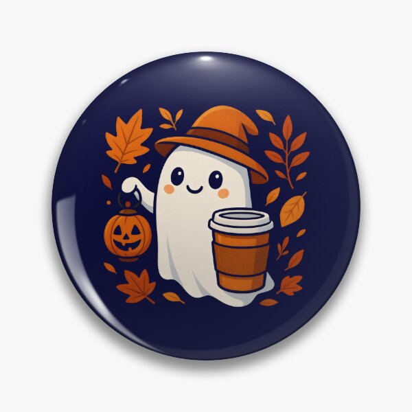 Item preview, Cute Ghost With Coffee Fall Vibes designed and sold by DemureArtsy.