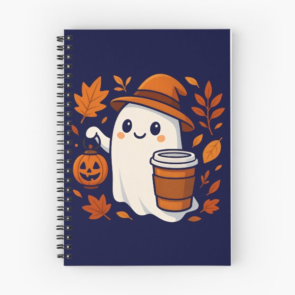 Item preview, Cute Ghost With Coffee Fall Vibes designed and sold by DemureArtsy.