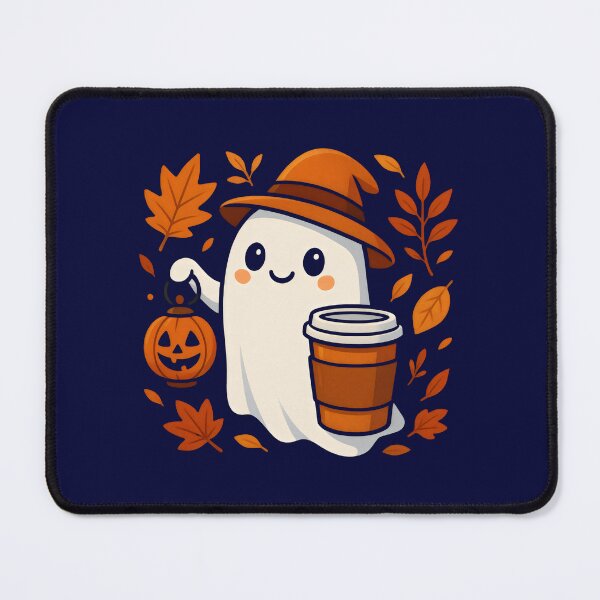 Item preview, Cute Ghost With Coffee Fall Vibes designed and sold by DemureArtsy.