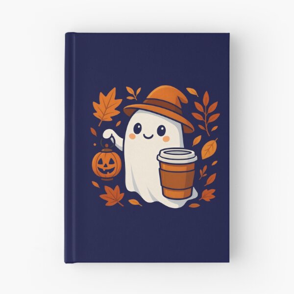 Item preview, Cute Ghost With Coffee Fall Vibes designed and sold by DemureArtsy.