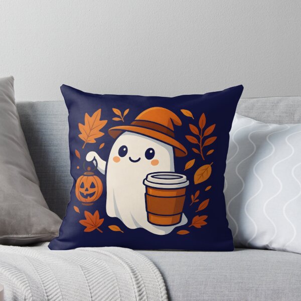 Item preview, Cute Ghost With Coffee Fall Vibes designed and sold by DemureArtsy.