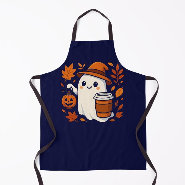 Item preview, Cute Ghost With Coffee Fall Vibes designed and sold by DemureArtsy.