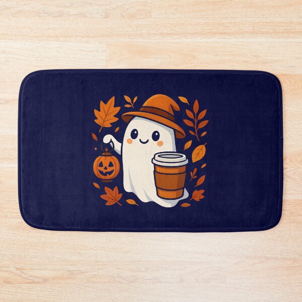 Item preview, Cute Ghost With Coffee Fall Vibes designed and sold by DemureArtsy.