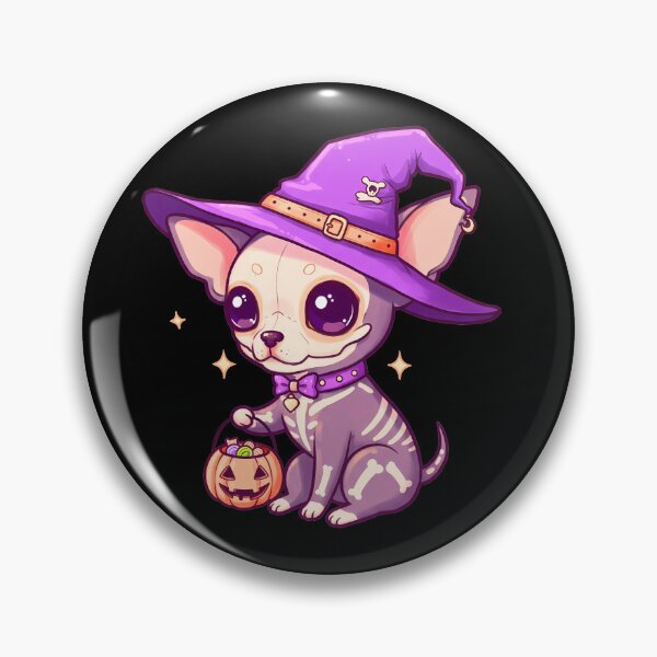 Item preview, Chihuahua Kawaii Halloween Witch Skull designed and sold by TheSkullRoom.