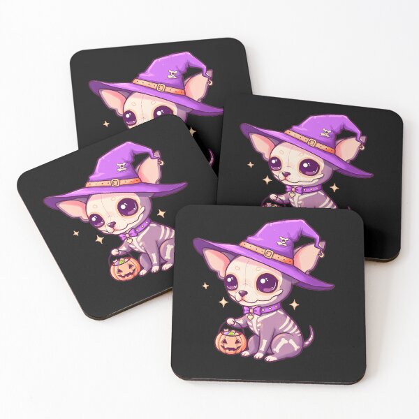 Item preview, Chihuahua Kawaii Halloween Witch Skull designed and sold by TheSkullRoom.