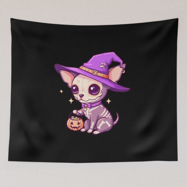 Item preview, Chihuahua Kawaii Halloween Witch Skull designed and sold by TheSkullRoom.