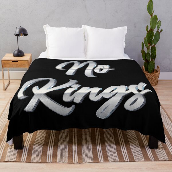 Item preview, No Kings Chrome Style – Metallic Typography Art designed and sold by VALQUIRIAMX.