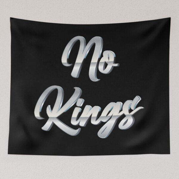 Item preview, No Kings Chrome Style – Metallic Typography Art designed and sold by VALQUIRIAMX.