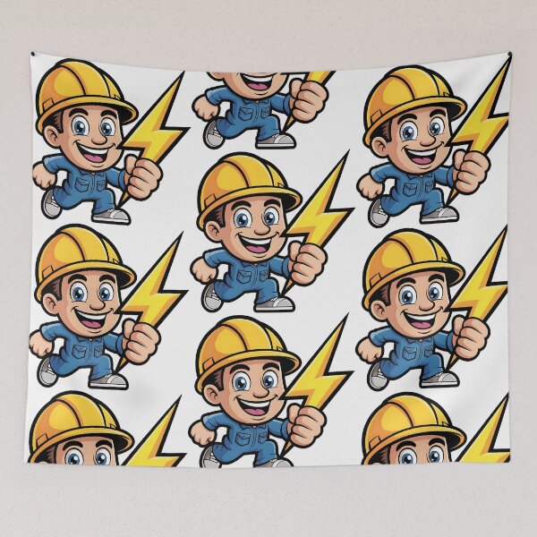 Item preview, Labor Day Electrician Cartoon Lightning Art designed and sold by CraftStudioCo.
