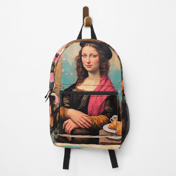 Item preview, Mona Lisa with a cup of coffee and a croissant in Paris next to the Eiffel Tower. designed and sold by Natalia-Vlad.