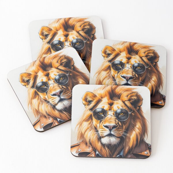 Item preview, Cool Lion with Glasses Watercolor Art Print designed and sold by Retro-Anime9.