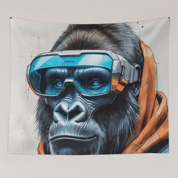 Item preview, Snowboarding Gorilla Watercolor Art Print designed and sold by Retro-Anime9.