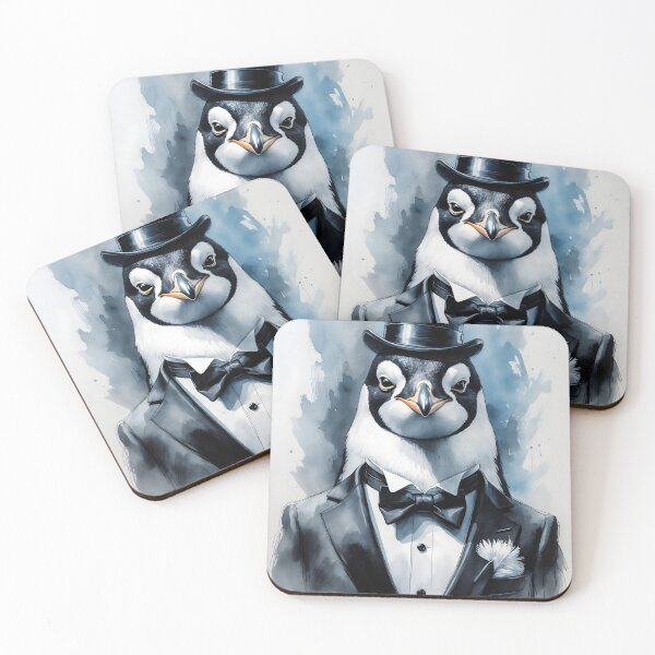 Item preview, Penguin With Top Hat Watercolor Art Print designed and sold by Retro-Anime9.